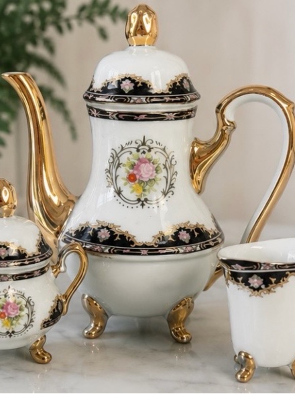 Vintage Imperial Czechoslovakia Fine Porcelain Demitasse Tea Set